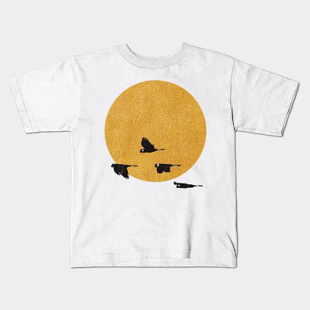 Cockatoo blazing sun Kids T-Shirt by Flaxenart